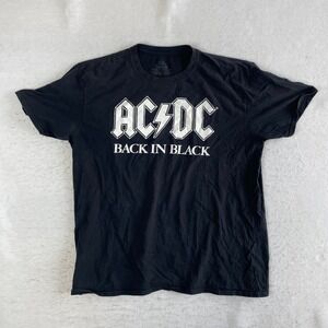 AC/DC Back In Black T-Shirt Mens XL‎ Black Graphic Band Tee Short Sleeve Cotton